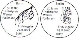 Stempel: 50 Jahre Nobelpreis an Werner Forßmann